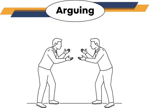Black outline vector of two businessmen arguing face to face in a meeting