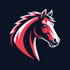 Stunning red horse head logo with white accents on dark background