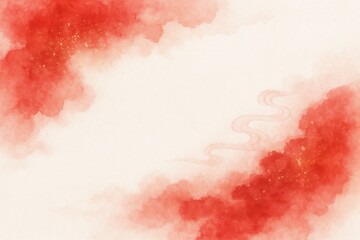 Red Ink Wash Background with Artistic Brush Stroke Texture