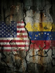 Cultural exchange through flags usa and venezuela digital art grunge background historical context