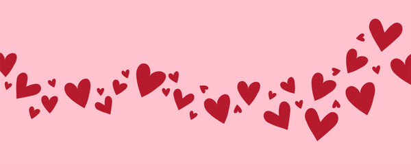 Flowing hearts border on pink background. Romantic love wave overlay for Valentine's Day, weddings, proposals, anniversaries, social posts, banners, and invitations