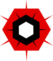 Abstract geometric symbol with sharp edges a minimalist red and black design element for branding and digital applications isolated on white background