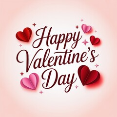 Happy Valentines Day Card with Hearts and Sparkles Valentine Greeting for Lovers