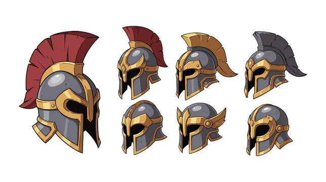 Collection of Ancient Greek Warrior Helmets.eps