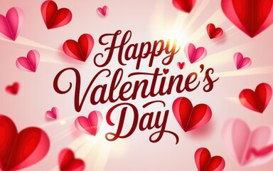 Happy Valentines Day Card with Hearts Floating in a Romantic Background