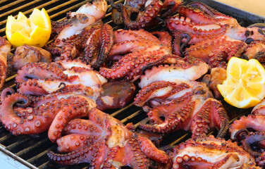 grilled octopus with tentacles and decoration lemon restaurant © ChiccoDodiFC