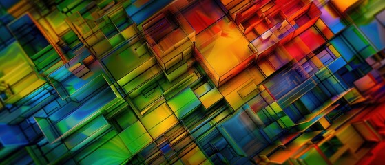 Abstract 3D Geometric Background with Square Shapes and Cubes Creating a Playful Modern Composition for Contemporary Design, Creative Visuals
