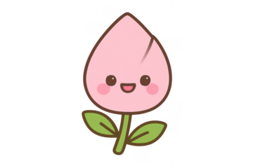 Cute smiling peach blossom flower cartoon character
