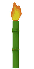 Traditional Bamboo Torch with Fire Flame