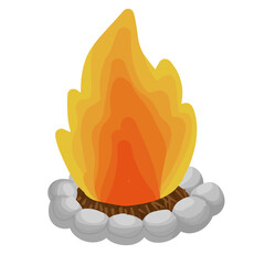 Simple Campfire Illustration with Stone Circle