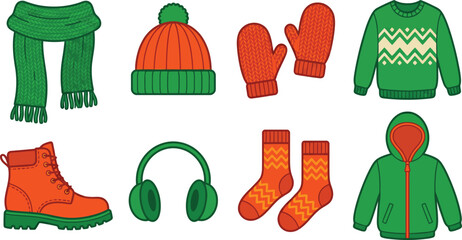 Winter clothing and accessories illustration © LailaArtworks