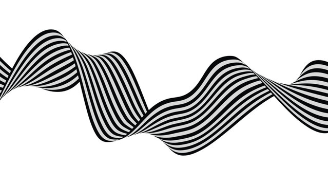 Wavy Line Optical Illusion in Black and White Vector Style
