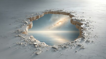 A surreal view through a cracked surface.