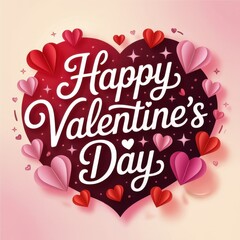 Happy Valentines Day Heart Greeting Card with Colorful Hearts and Sparkles Design