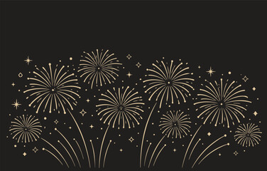 Golden fireworks exploding against a dark night sky for celebration and festivities © SMFARHANTANVIR