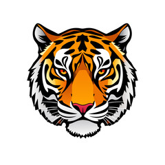 Vibrant tiger head illustration with orange and black stripes