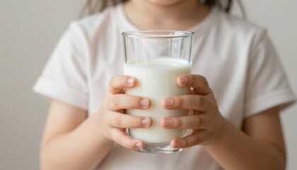 Child enjoys fresh milk drink in cozy home setting capturing pure joy and comfort in a simple moment