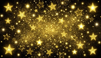 Magical celebration of golden stars in a dazzling night sky vibrant artwork celestial environment enchanting viewpoint dreamlike concept for visual impact