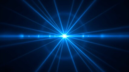 Vibrant blue light beam radiating from a central point