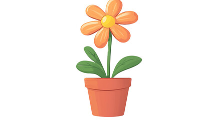 Potted Flower's Delight: A vibrantly illustrated flower stands tall within its terracotta pot, celebrating the simple elegance and charm of nature.