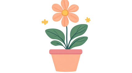 Floral Serenity: A delicate illustration presents a charming flower in a simple pot, the image is of a serene blossom on the plant.