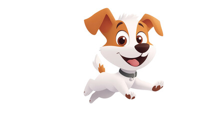 Playful Puppy's Leap: A spirited puppy bounds forward, ears perked, radiating joy with its infectious smile and boundless energy.