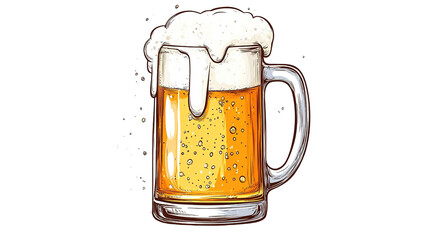 A Refreshing Pint of Beer: A full pint of beer with a creamy, overflowing head is set against a clean backdrop, evoking refreshment and enjoyment. 