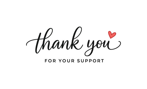 Thank you for your support with a red heart, expressing gratitude and appreciation