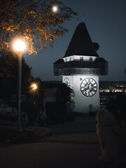 Graz Clock Tower Autumn Evening