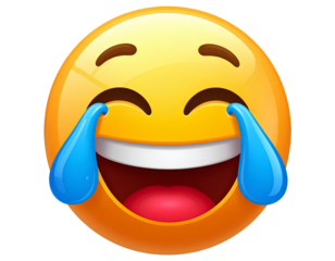 Funny Tears of Joy Emoji  Emoticon Isolated on Transparent Background 