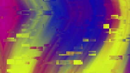A dynamic digital glitch effect overlay featuring swirling vibrant colors like pink, yellow, and blue, with horizontal static lines creating a textured, abstract background. Ideal for digital art. - Powered by Adobe