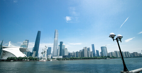 Guangzhou Skyline Across Pearl River, China Financial Center © TaVan