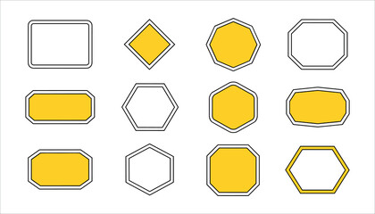Yellow and white geometric shapes with black outlines yellow shapes white shapes squares rectangles hexagons