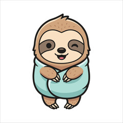 Cute Sloth in Comfortable Blue Sweater