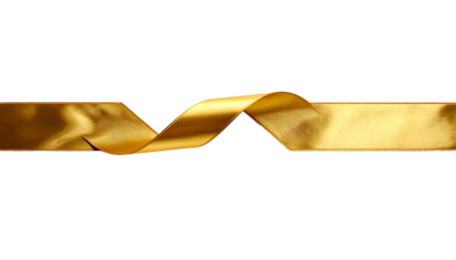 Gleaming golden ribbon elegantly swirling against a stark black background
