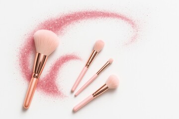 Premium Cosmetic Flat Lay with Gold Packaging for Luxury Branding