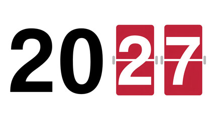 2027 New Year Flip Clock Countdown. Modern Time Change Concept isolated on white background 