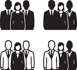 Isolated Business People Silhouette, Business Team Standing, Professional Office Staff, Business People Silhouette, Team Collaboration Vector, Minimal Vector, Black Silhouette, Staff Working