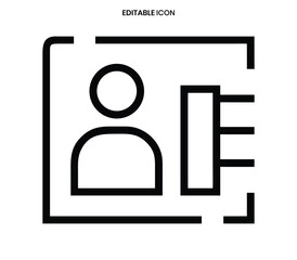 Simple profile icon within a square frame featuring a person silhouette and a document