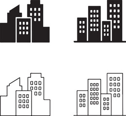 Isolated City Building Real Estate Silhouette, Urban City Skyline, City Real Estate Icon, Real Estate Silhouette, City Architecture Vector, Minimal Vector, Black Silhouette, Buildings Skyline