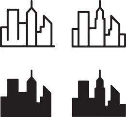 Isolated City Silhouette Icon, Modern City Skyline, City Buildings Vector, City Skyline Silhouette, Urban City Silhouette, Minimal Vector, Black Silhouette, City Architecture Icon