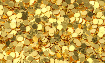 Gold coins 3d wealth, finance concept