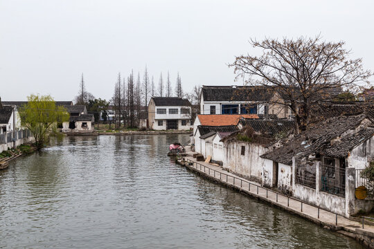Historic Canal Street in Suzhou - Traditional Chinese Waterfront Village