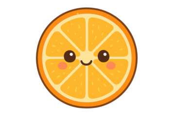 Happy smiling orange slice cartoon character