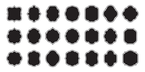 Decorative vintage label frames vector silhouette set elegant sticker banner badges collection retro shapes
