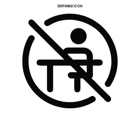 Prohibition sign depicting a person sitting on furniture with a diagonal slash across it
