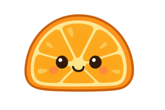 Cute cartoon orange fruit character with a happy smiling face - Powered by Adobe