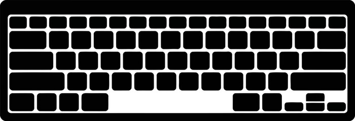 Computer keyboard vector icon. PC typing device silhouette illustration.