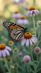 Obraz premium Monarch butterfly on coneflower