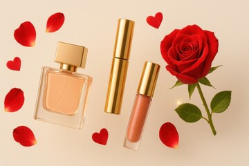 Modern Cosmetic Products Flat Lay for Beauty Brand Promotion